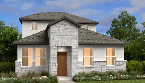 536 Emory Crossing Blvd, Hutto, TX 78634 - view of front of house featuring stone siding and a shingled roof