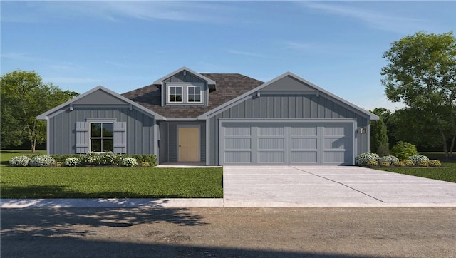 1309 Merritt St, Temple, TX 76504 - view of front facade featuring board and batten siding, concrete driveway, a front lawn, and a garage