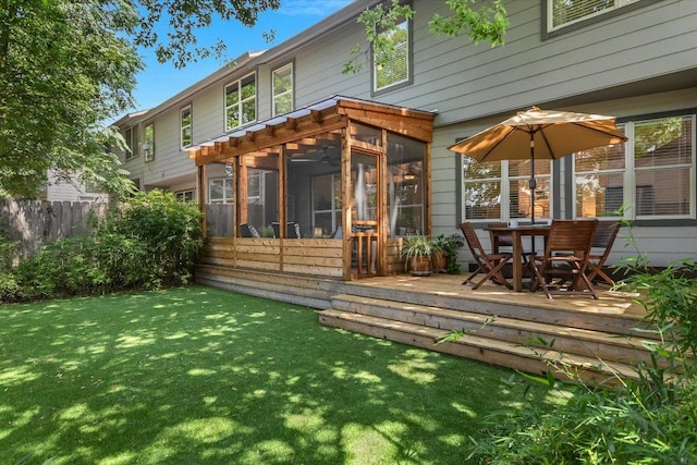 2114 Goodrich Ave Unit 3, Austin, TX 78704 - rear view of property featuring a sunroom and a wooden deck