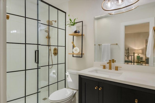 2114 Goodrich Ave Unit 3, Austin, TX 78704 - bathroom featuring toilet, vanity, and a stall shower