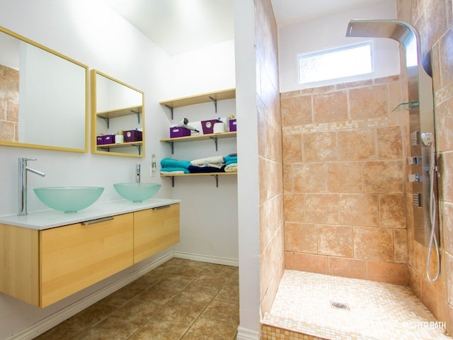 1808 Maple Ave, Austin, TX 78702 - bathroom with double vanity and tiled shower