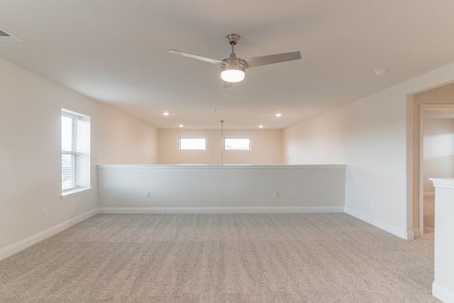 17900 Trieste Dr, Pflugerville, TX 78660 - spare room featuring carpet floors, ceiling fan, baseboards, and recessed lighting