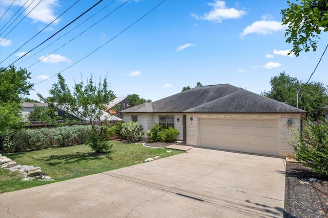 2003 Rain Water Dr, Austin, TX 78734 - single story home with driveway, an attached garage, roof with shingles, and stone siding
