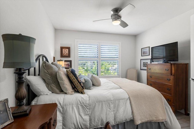 2003 Rain Water Dr, Austin, TX 78734 - bedroom with ceiling fan and wood finished floors