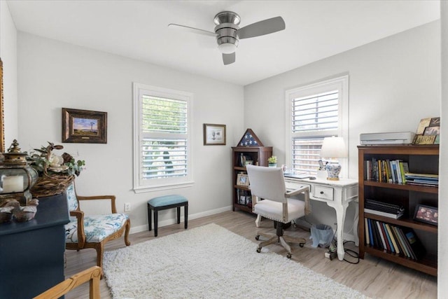 2003 Rain Water Dr, Austin, TX 78734 - home office featuring a ceiling fan and light wood-type flooring