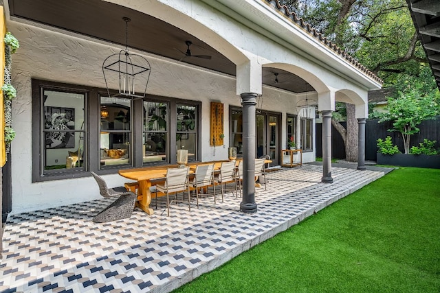 2621 Exposition Blvd, Austin, TX 78703 - view of patio / terrace featuring a ceiling fan and outdoor dining space