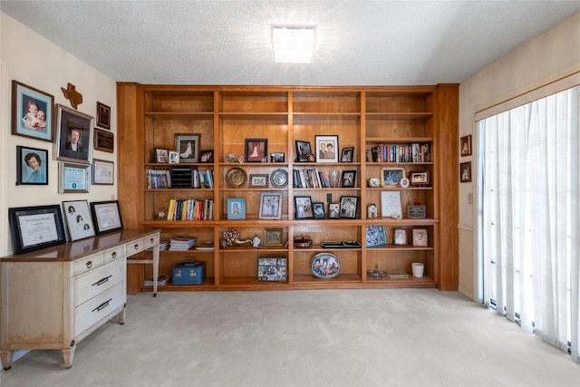 6203 Shadow Mountain Cv, Austin, TX 78731 - office with light carpet, healthy amount of natural light, and a textured ceiling
