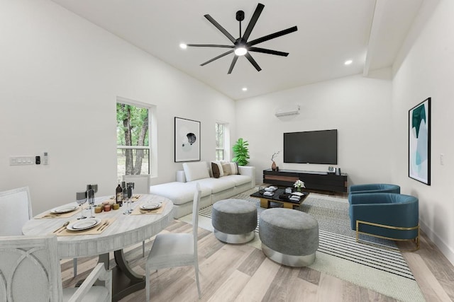 4190 W Fm 243, Bertram, TX 78605 - living area featuring a ceiling fan, wood finished floors, baseboards, and recessed lighting