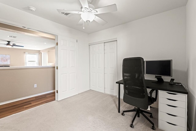 509 Big Bend Trl, Taylor, TX 76574 - carpeted office space featuring ceiling fan and baseboards