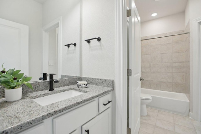 2436 Capestrano Cir, Round Rock, TX 78665 - bathroom featuring vanity, shower / tub combination, and tile patterned floors