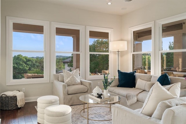 512 Newhall Cv, Austin, TX 78746 - living area with plenty of natural light, hardwood / wood-style flooring, and baseboards