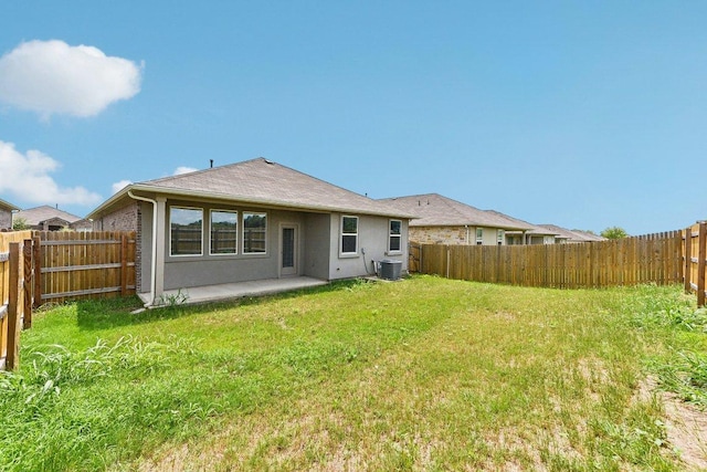208 Charles Trl, Georgetown, TX 78626 - rear view of house featuring central air condition unit, a patio area, and stucco siding