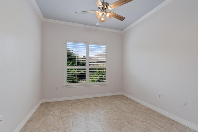 282 Trail Of The Flowers, Georgetown, TX 78633 - unfurnished room featuring crown molding, a ceiling fan, and baseboards