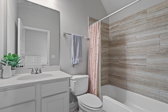 100 Indian Paintbrush Trl, Georgetown, TX 78628 - full bath with a textured wall, vanity, toilet, and shower / bath combo