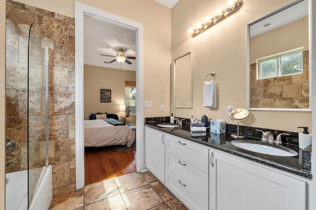 111 Adam L Chapa Sr St, Austin, TX 78702 - bathroom with ensuite bathroom, double vanity, healthy amount of natural light, and ceiling fan