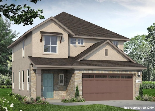 2605 Sam Bass Rd Unit 74, Round Rock, TX 78781 - view of front facade with stone siding, roof with shingles, and stucco siding