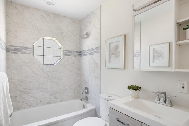 5306 Harmon Ave, Austin, TX 78751 - bathroom featuring toilet, vanity, and shower / tub combination