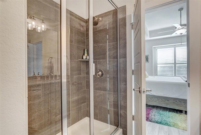 1801 Roseburg Dr Unit 29, Austin, TX 78754 - full bathroom with ensuite bath, ceiling fan, and a shower stall