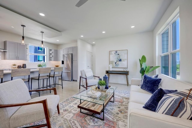 4300 Mansfield Dam Rd Unit 1231, Austin, TX 78734 - living room featuring recessed lighting, light wood-type flooring, and ceiling fan