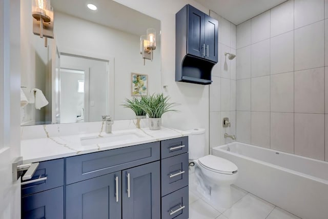 4300 Mansfield Dam Rd Unit 1231, Austin, TX 78734 - bathroom with vanity, toilet, bathing tub / shower combination, and tile patterned floors