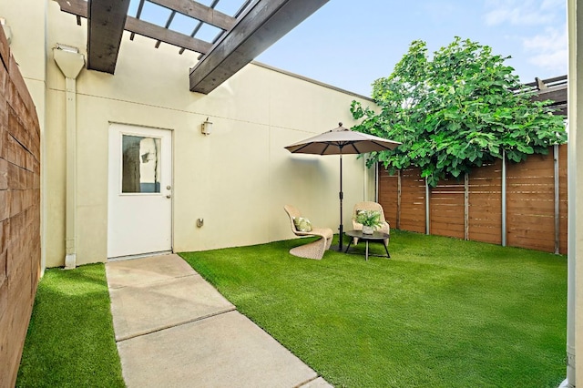 4048 Berkman Dr, Austin, TX 78723 - view of grassy yard featuring a pergola