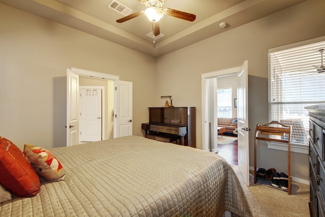 3808 Mattie St, Austin, TX 78723 - carpeted bedroom featuring baseboards and a ceiling fan