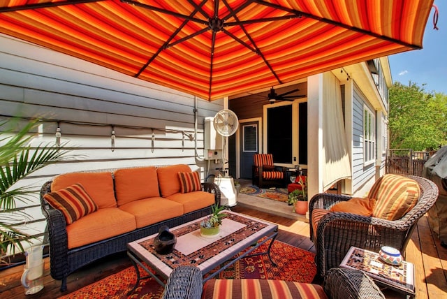 3808 Mattie St, Austin, TX 78723 - view of patio with an outdoor living space and ceiling fan