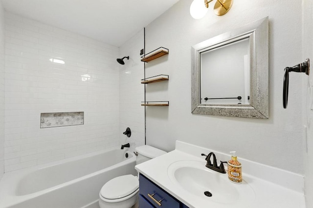 6903 Moonmont Dr, Austin, TX 78745 - full bathroom featuring toilet, vanity, and shower / washtub combination