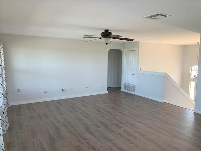 4102 Glendale Ln, Lago Vista, TX 78645 - unfurnished living room featuring ceiling fan and wood finished floors