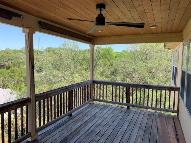 4102 Glendale Ln, Lago Vista, TX 78645 - deck featuring a view of trees and a ceiling fan