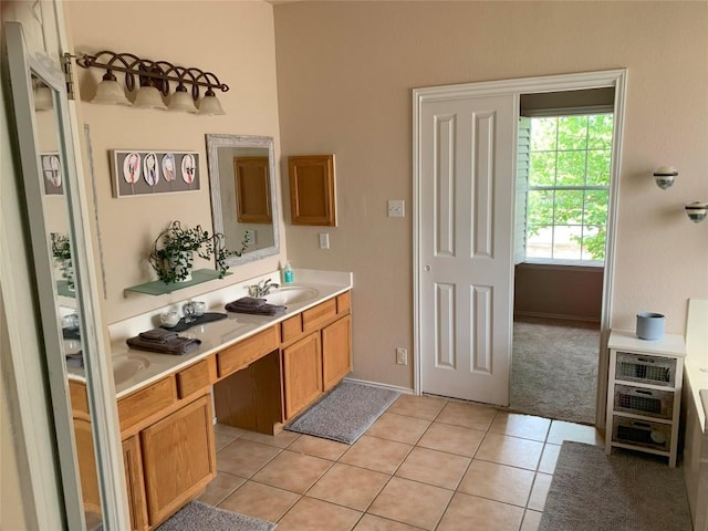 1813 Country Squire Dr, Cedar Park, TX 78613 - bathroom with double vanity and tile patterned flooring