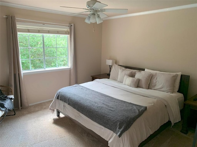 1813 Country Squire Dr, Cedar Park, TX 78613 - carpeted bedroom with ornamental molding, baseboards, and ceiling fan