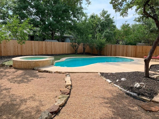 1813 Country Squire Dr, Cedar Park, TX 78613 - view of swimming pool featuring a fenced backyard, a patio, and a pool with connected hot tub
