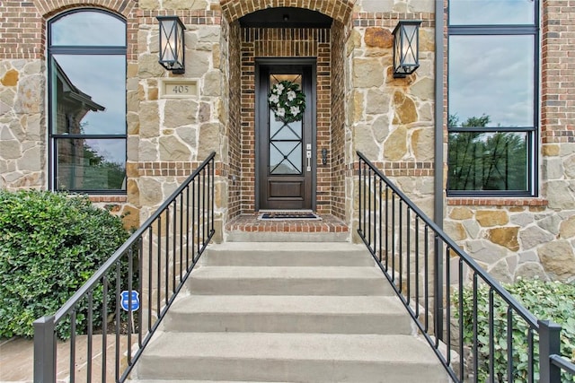 405 Mirafield Ln, Austin, TX 78737 - property entrance featuring stone siding and brick siding