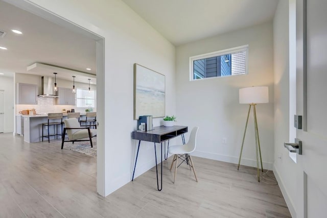 4300 Mansfield Dam Rd Unit 1131, Austin, TX 78734 - home office featuring light wood-style floors, baseboards, and recessed lighting