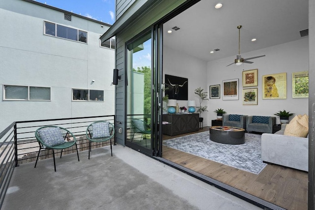 5324 Agatha Cir, Austin, TX 78724 - view of patio / terrace with a ceiling fan and an outdoor living space with a fire pit