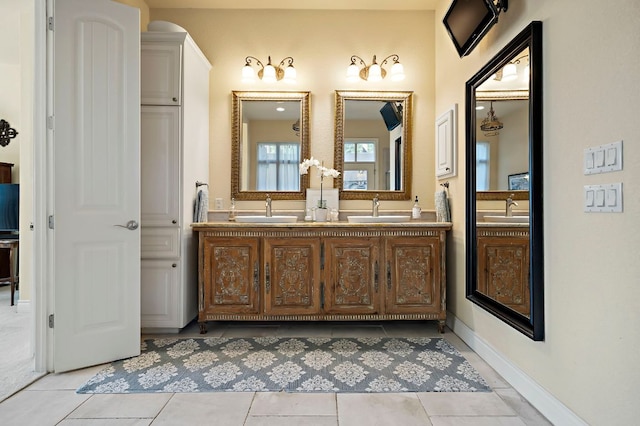 1607 The High Rd, Austin, TX 78746 - full bathroom with double vanity and tile patterned floors