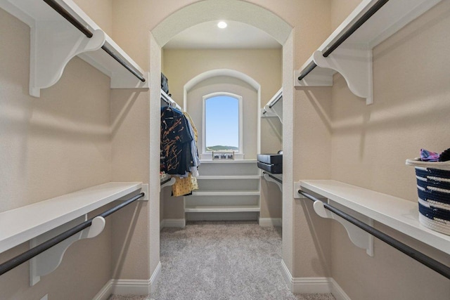 2329 Sandorna Ct, Leander, TX 78641 - walk in closet with light carpet and arched walkways