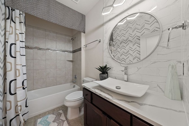 2329 Sandorna Ct, Leander, TX 78641 - full bathroom featuring shower / tub combo with curtain, vanity, and tile patterned floors