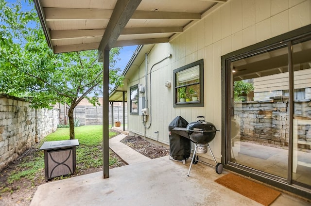 7000 Shadywood Dr, Austin, TX 78745 - fenced backyard with a patio area and a grill