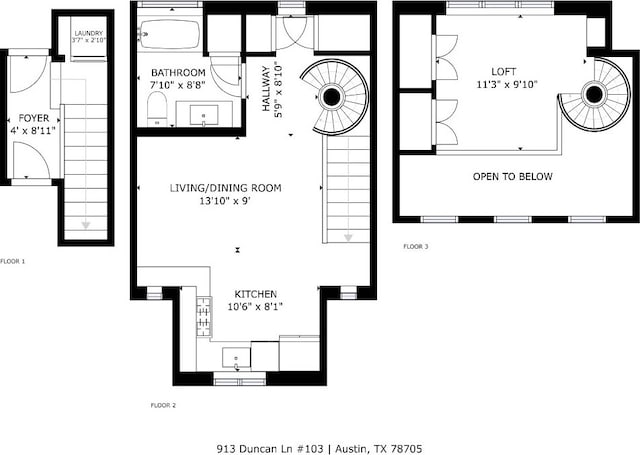 913 Duncan Ln Unit 103, Austin, TX 78705 - property floor plan