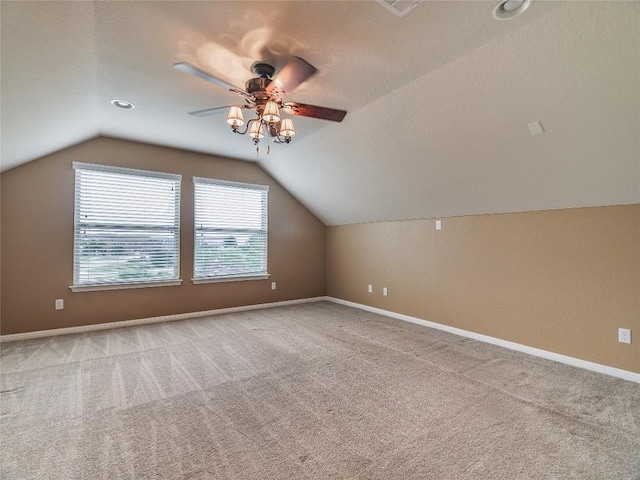 1501 Daylily Loop, Georgetown, TX 78626 - bonus room with ceiling fan, vaulted ceiling, carpet flooring, and baseboards