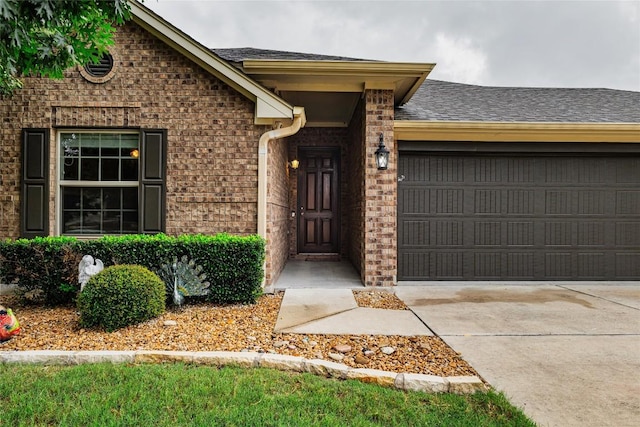 1501 Daylily Loop, Georgetown, TX 78626 - entrance to property with an attached garage, concrete driveway, brick siding, and roof with shingles