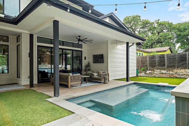 2312 Pruett St, Austin, TX 78703 - view of pool featuring ceiling fan and an outdoor hangout area