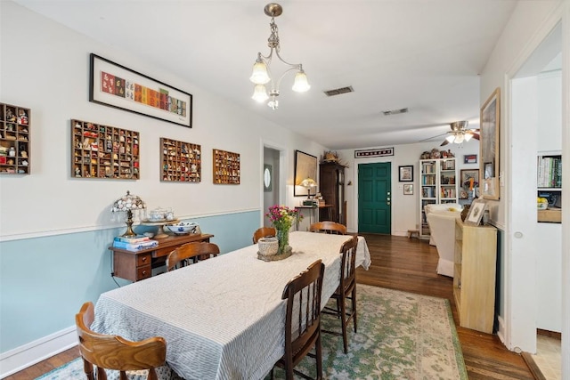 3003 Dancy St, Austin, TX 78722 - dining area featuring wood finished floors and ceiling fan