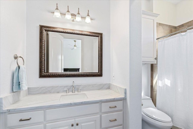 213 Black Wolf Run, Austin, TX 78738 - bathroom featuring vanity, toilet, and a shower with shower curtain