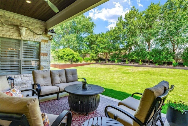 213 Black Wolf Run, Austin, TX 78738 - view of patio featuring an outdoor living space