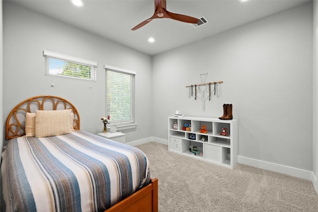 2807 Del Curto Rd Unit G, Austin, TX 78704 - bedroom with recessed lighting, carpet, baseboards, and ceiling fan