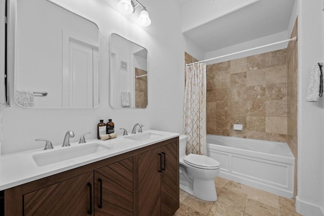 2216 Thornton Rd Unit 221, Austin, TX 78704 - full bathroom with double vanity, toilet, and shower / bath combo
