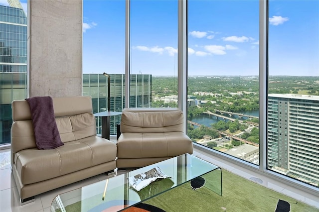 360 Nueces St Unit 3602, Austin, TX 78701 - living room with a water view, a view of city, and floor to ceiling windows